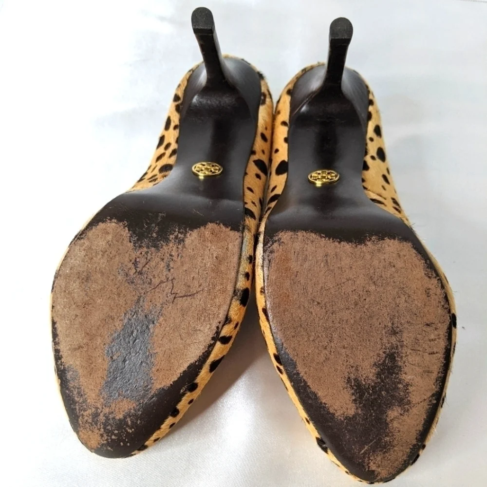 Tory Burch Cheetah Print Calf Hair Heels Women's Size 6.5 Sophisticated